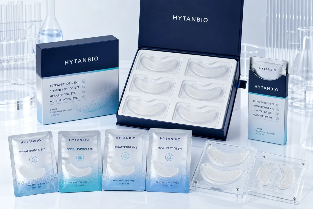 HYTANBIO peptide microneedle eye patch concepts with tetrapeptide, copper peptide, hexapeptide and multi-peptide options