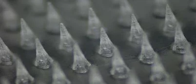Microneedle tip microscopy view two from source deck