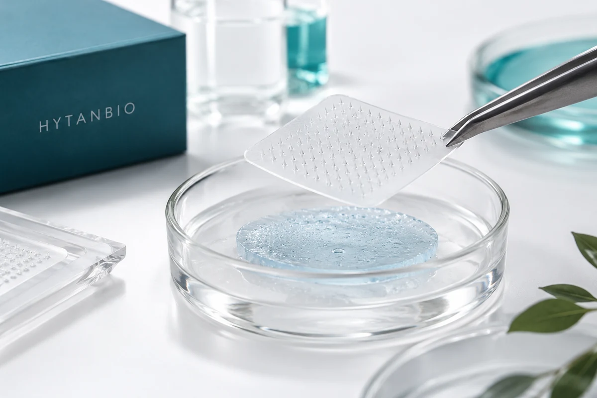 Concept illustration: How Does a Dissolvable Peptide Microneedle Patch Work?