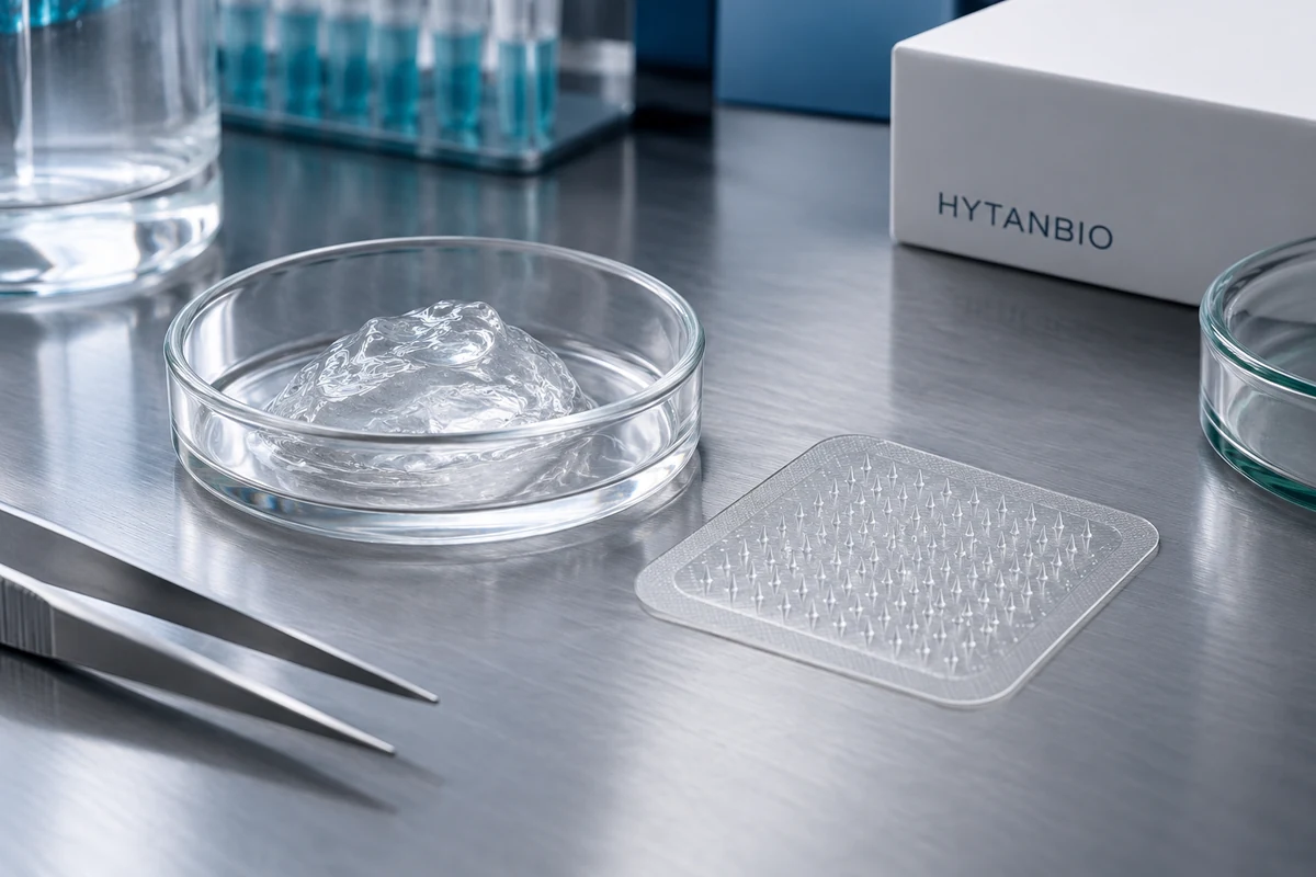 Concept illustration: Hyaluronic Acid Matrices for Peptide Microneedle Patches