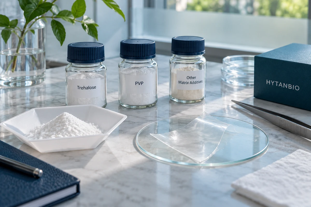 Concept illustration: Trehalose, PVP and Other Matrix Additives for Peptide Patches