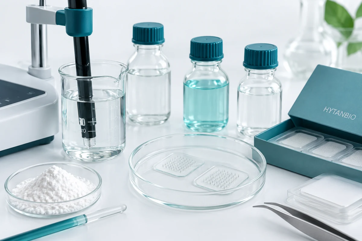 Concept illustration: How pH and Buffer Selection Affect Peptide Microneedle Formulas