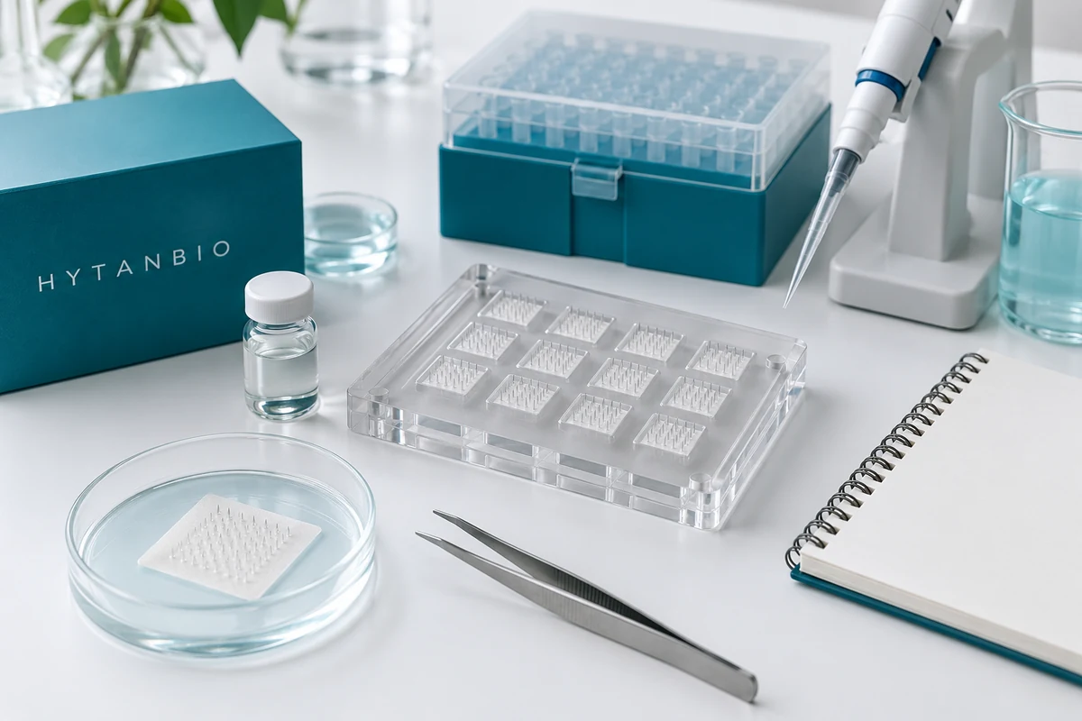 Concept illustration: Custom Peptide Microneedle Formula Development Workflow