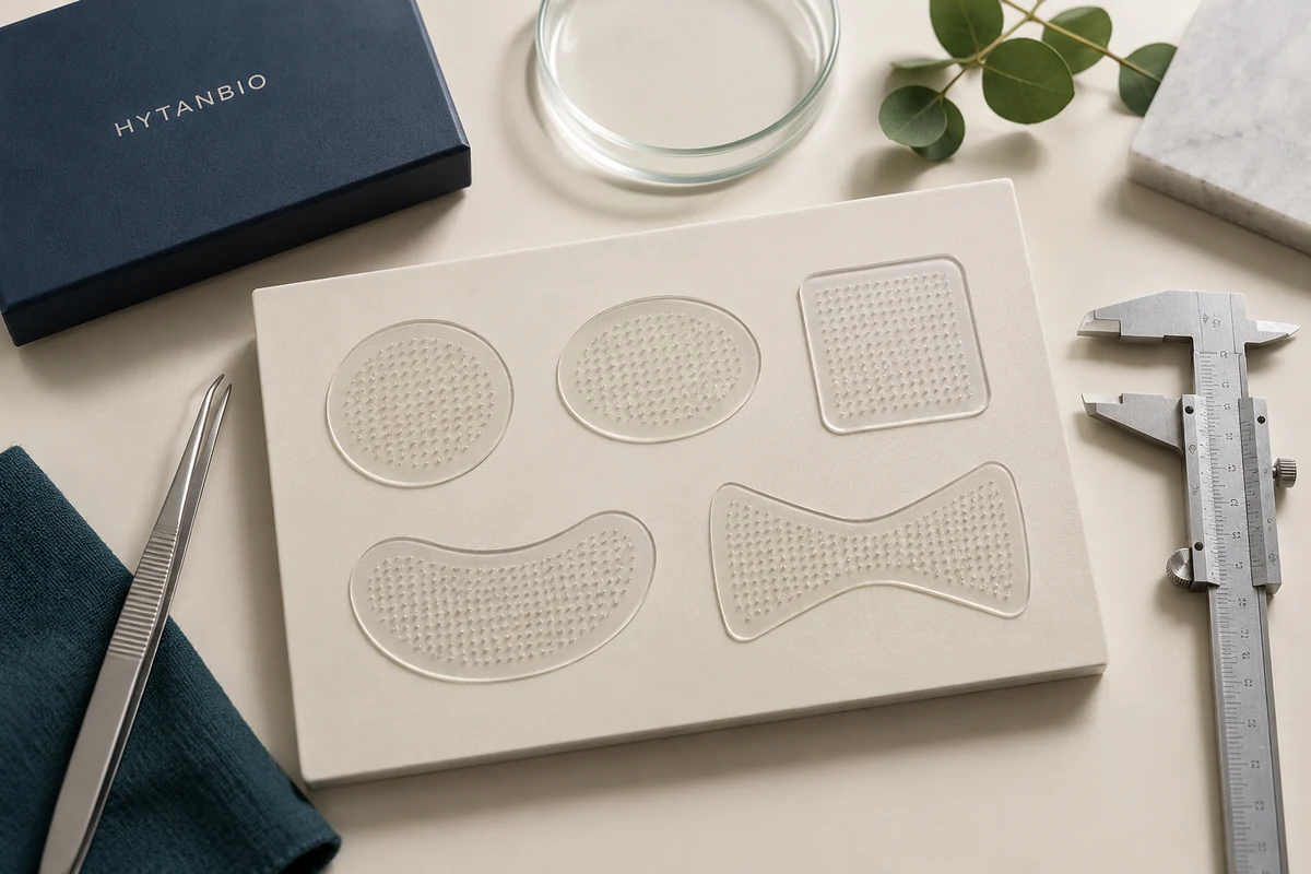 Concept illustration: Custom Shape and Size Options for Peptide Microneedle Patches