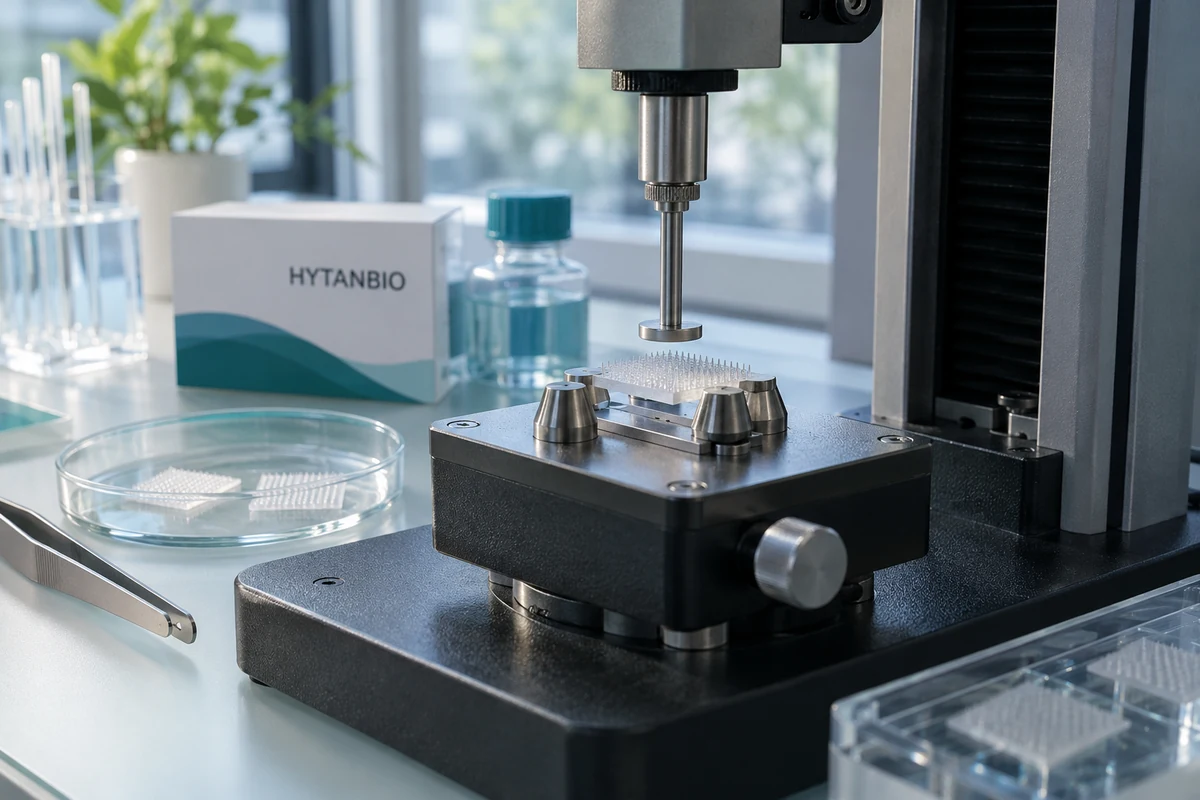 Concept illustration: Mechanical Strength Testing for Microneedle Arrays