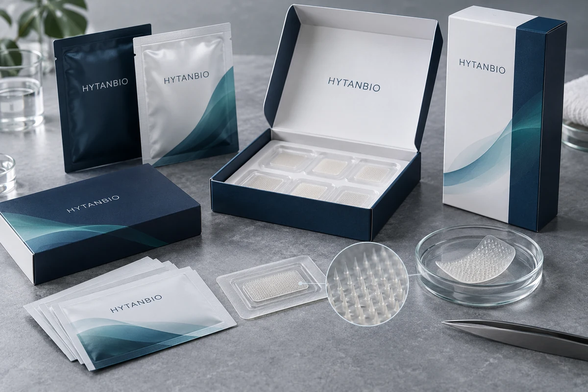 Concept illustration: Palmitoyl Pentapeptide-4 Microneedle Patch OEM