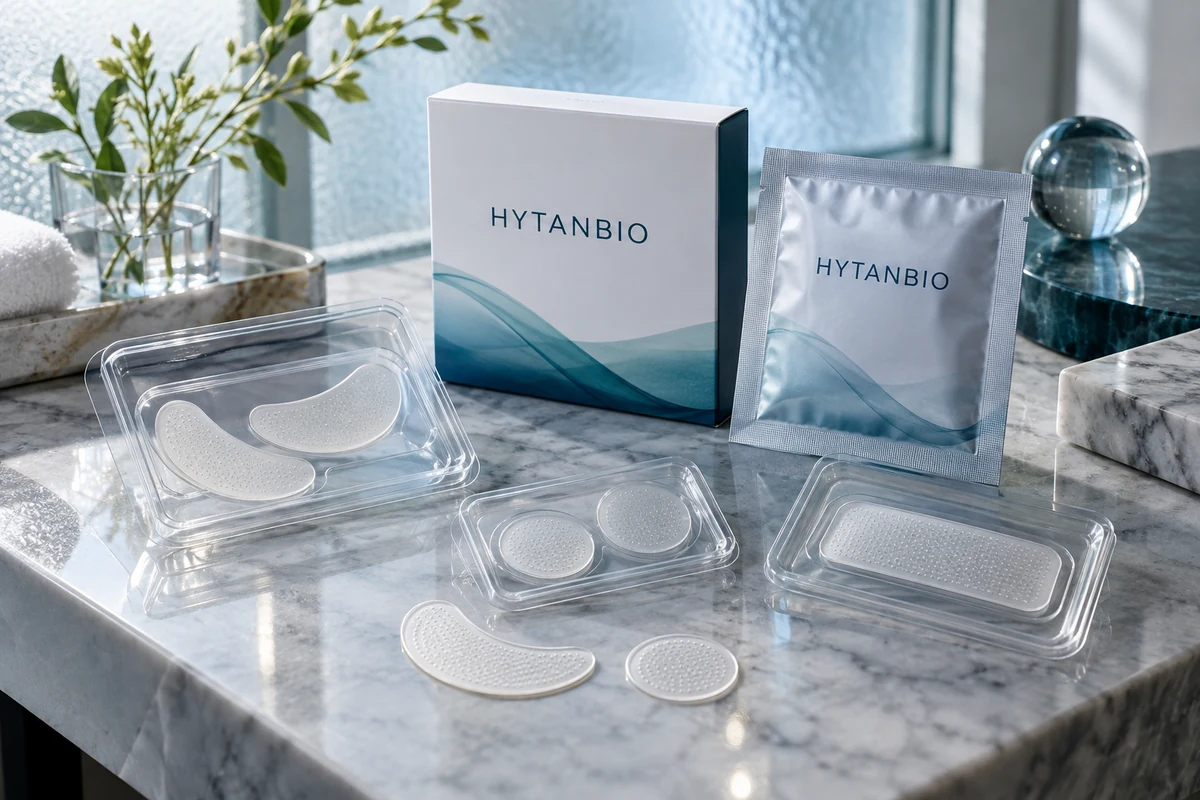 Concept illustration: HYTANBIO Peptide Microneedle Patch Products & Packaging