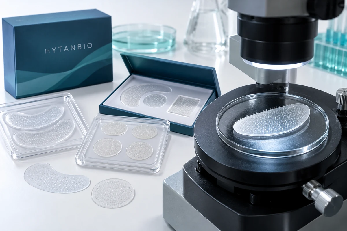 Concept illustration: HYTANBIO Peptide Microneedle Patch Products & Packaging