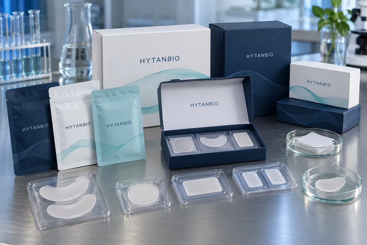 Concept illustration: HYTANBIO Peptide Microneedle Patch Products & Packaging